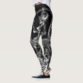 Leggings Guêtres noires macabres de Danse de squelettes (Gauche)