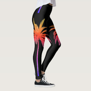 Leggings Guêtres noires tropicales de palmiers sauvages