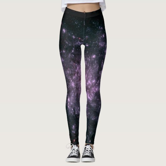Leggings Guêtres pourpres d'impression de galaxie (Devant)