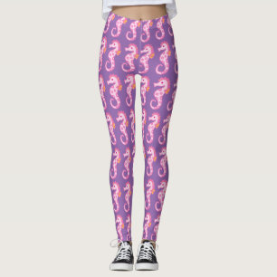 Leggings Guêtres pourpres et roses d'hippocampe