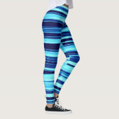 Leggings Guêtres rayées bleues et turquoises (Droite)