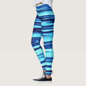 Leggings Guêtres rayées bleues et turquoises (Gauche)