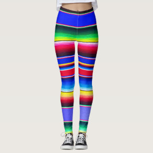 Leggings Guêtres rayées bleues lumineuses de Serape