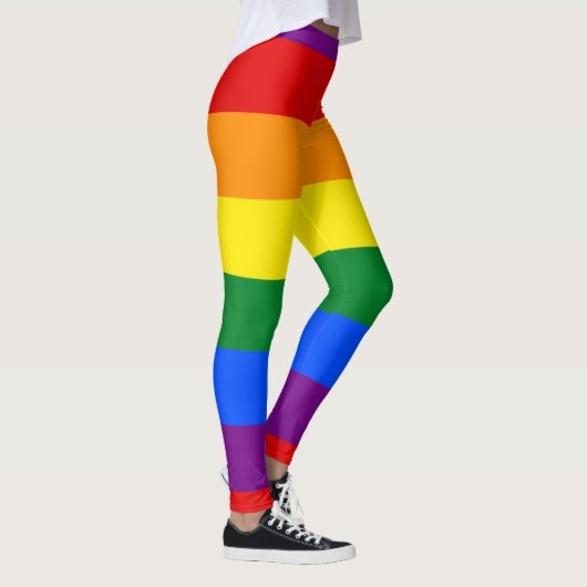 Leggings Guêtres rayées colorées de drapeau d'arc-en-ciel (Droite)