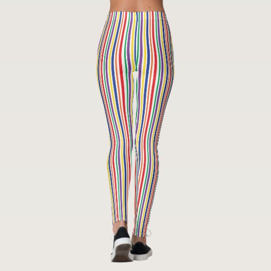 Leggings Guêtres rayées d'arc-en-ciel vertical (Dos)