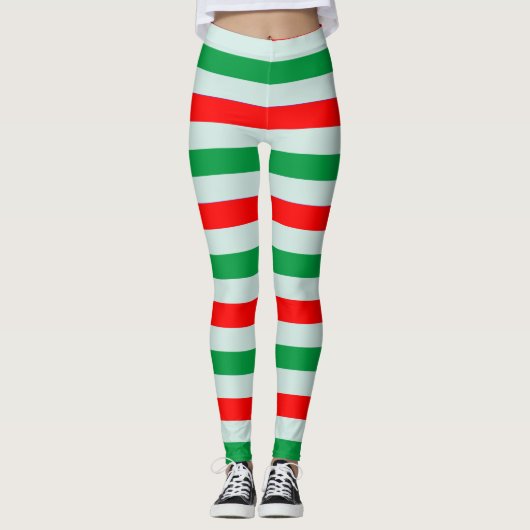 Leggings Guêtres rayées de sucre de canne de Noël (Devant)