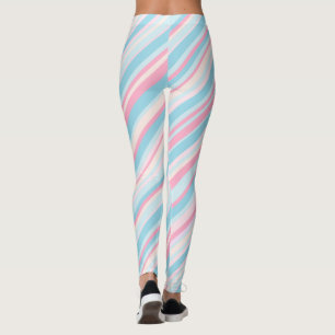 Leggings Guêtres rayées de sucrerie rose et bleu-clair