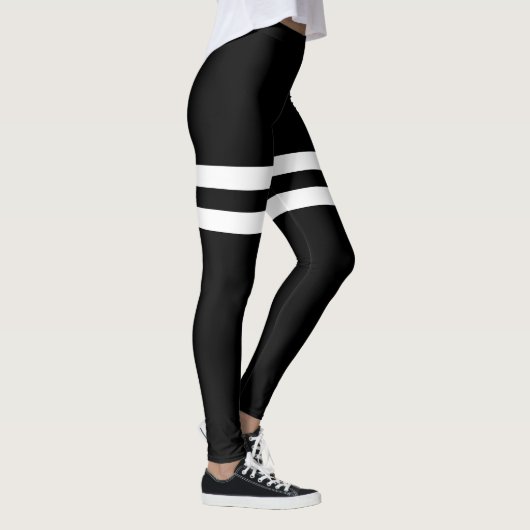 Leggings Guêtres rayées de yoga de double cuisse noire et (Droite)