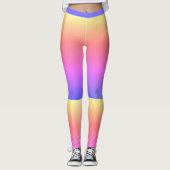 Leggings Guêtres rayées jaunes pourpres roses (Devant)