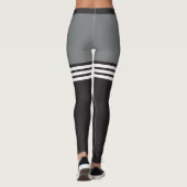Leggings Guêtres rayées noires et blanches de sports (Dos)