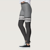 Leggings Guêtres rayées noires et blanches de sports (Gauche)