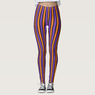 Leggings Guêtres rayées noires oranges pourpres de