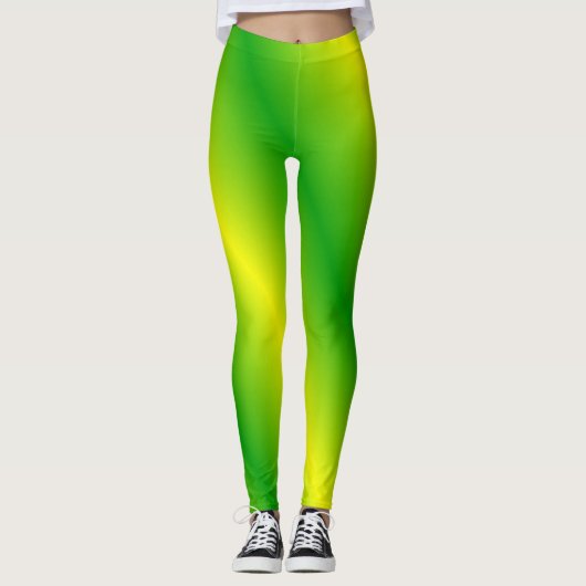 Leggings Guêtres rayées vertes et jaunes (Devant)