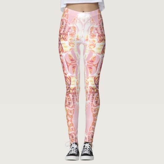 Leggings Guêtres rose et copie orange de concepteur (Devant)