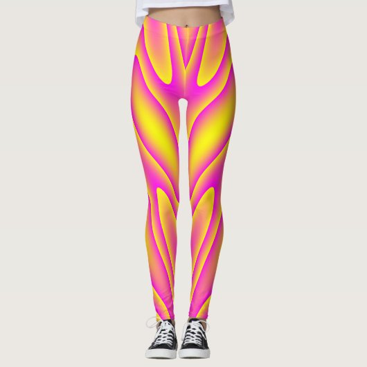 Leggings Guêtres Rose-Jaunes de remous (Devant)