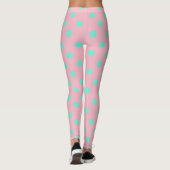 Leggings Guêtres roses avec le pois turquoise (Dos)