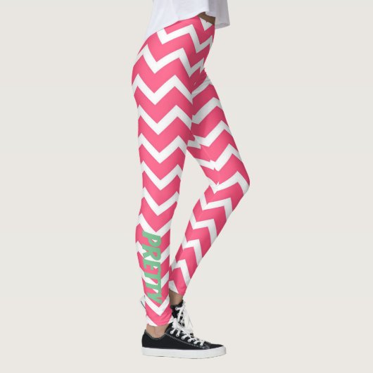 Leggings Guêtres roses de Chevron (Droite)