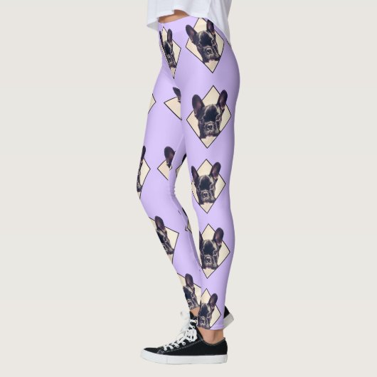 Leggings Guêtres roses de chien de bouledogue français (Gauche)