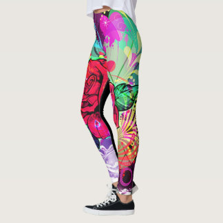 LEGGINGS GUÊTRES ROSES DE CONCEPTEUR
