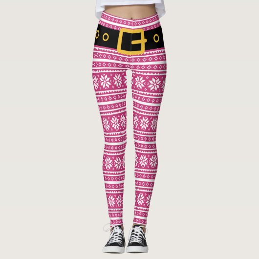 Leggings Guêtres roses d'elfe avec la ceinture pour la fête (Devant)