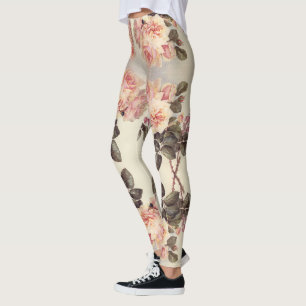 Leggings Guêtres roses d'impression de fleurs de chou rose