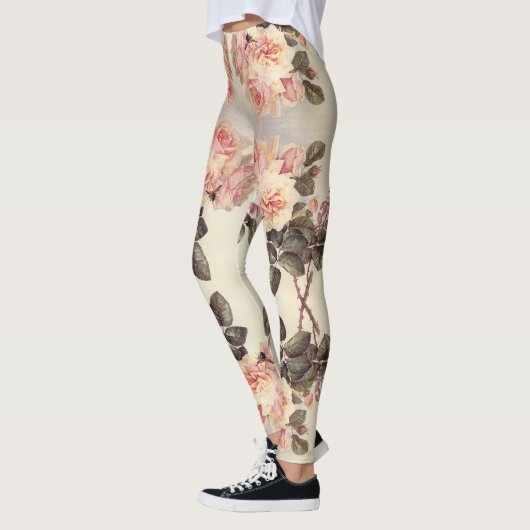 Leggings Guêtres roses d'impression de fleurs de chou rose (Gauche)