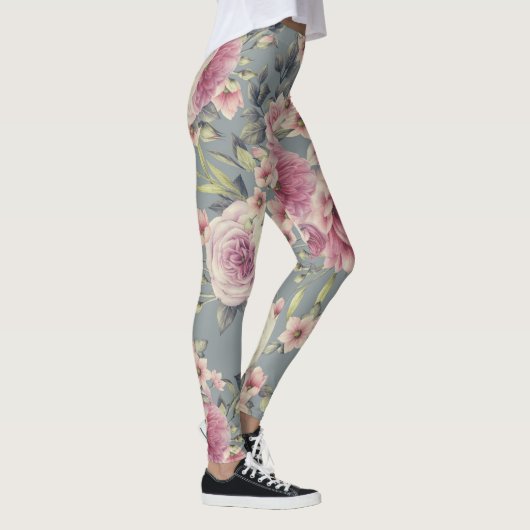 Leggings Guêtres roses d'impression florale (Droite)