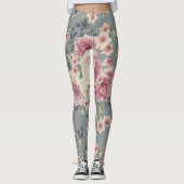 Leggings Guêtres roses d'impression florale (Devant)