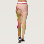 Leggings Guêtres roses et jaunes de plume (Dos)