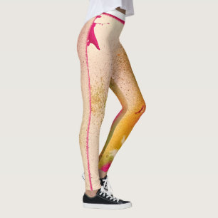 Leggings Guêtres roses et jaunes de plume