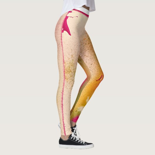 Leggings Guêtres roses et jaunes de plume (Droite)