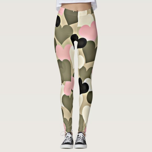 Leggings Guêtres roses et vertes de Camo (Devant)