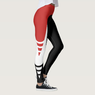 Leggings Guêtres rouges/blanches/noires 4 de motif de