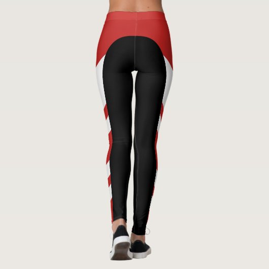 Leggings Guêtres rouges/blanches/noires de bande latérale (Dos)