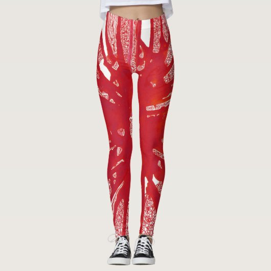 Leggings Guêtres rouges de mandala (Devant)