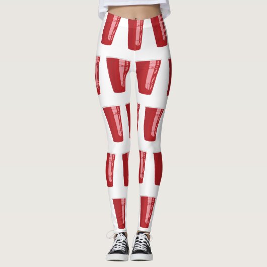 Leggings Guêtres rouges de puanteur de bière de tasse (Devant)