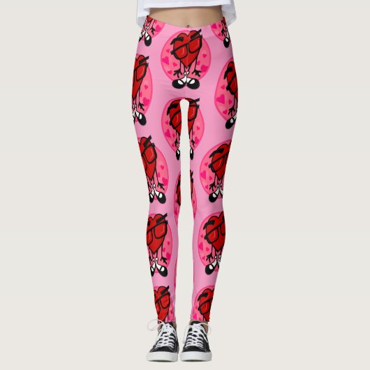 LEGGINGS GUÊTRES ROUGES DE ROSE DE COEUR DE SAINT-VALENTIN (Devant)