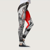 Leggings Guêtres rouges et noires et blanches de graffiti (Droite)