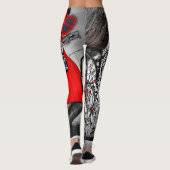 Leggings Guêtres rouges et noires et blanches de graffiti (Dos)