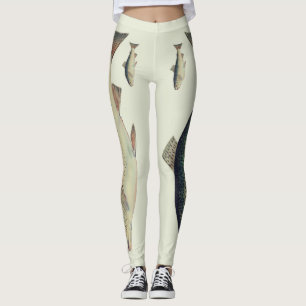 Leggings Guêtres saumonées vintages colorées d'illustrat