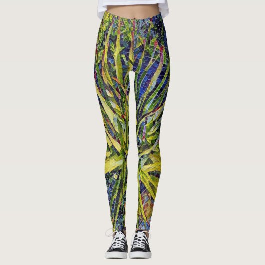 Leggings Guêtres stylisées d'aloès de mosaïque (Devant)