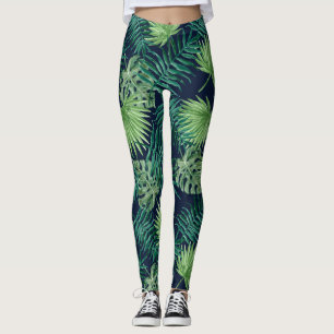 Leggings Guêtres tropicales de la jungle de feuille