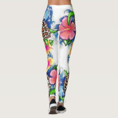 Leggings Guêtres tropicales de tortue de mer (Dos)