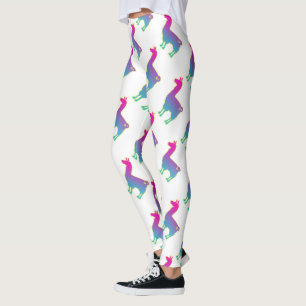 Leggings Guêtres tropicales roses de lama