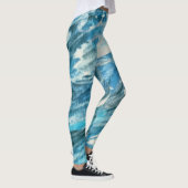 Leggings Guêtres turbulentes bleues d'art de mers (Droite)