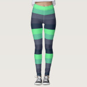 Leggings Guêtres vertes au néon de rayure de lueur (Devant)