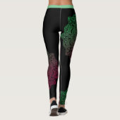 Leggings Guêtres vertes de fleur de mandala (Dos)
