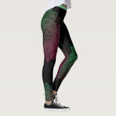 Leggings Guêtres vertes de fleur de mandala (Droite)
