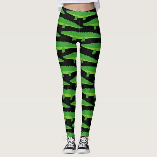 Leggings Guêtres vertes d'impression de motif d'animal (Devant)
