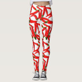 Leggings Guêtres vertes rouges chaudes de motif de poivrons (Devant)